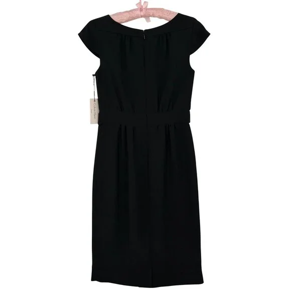 NWT Calvin Klein Black Cap Sleeve Sheath Dress | Quiet Luxury Business Corpcore - Picture 8 of 15
